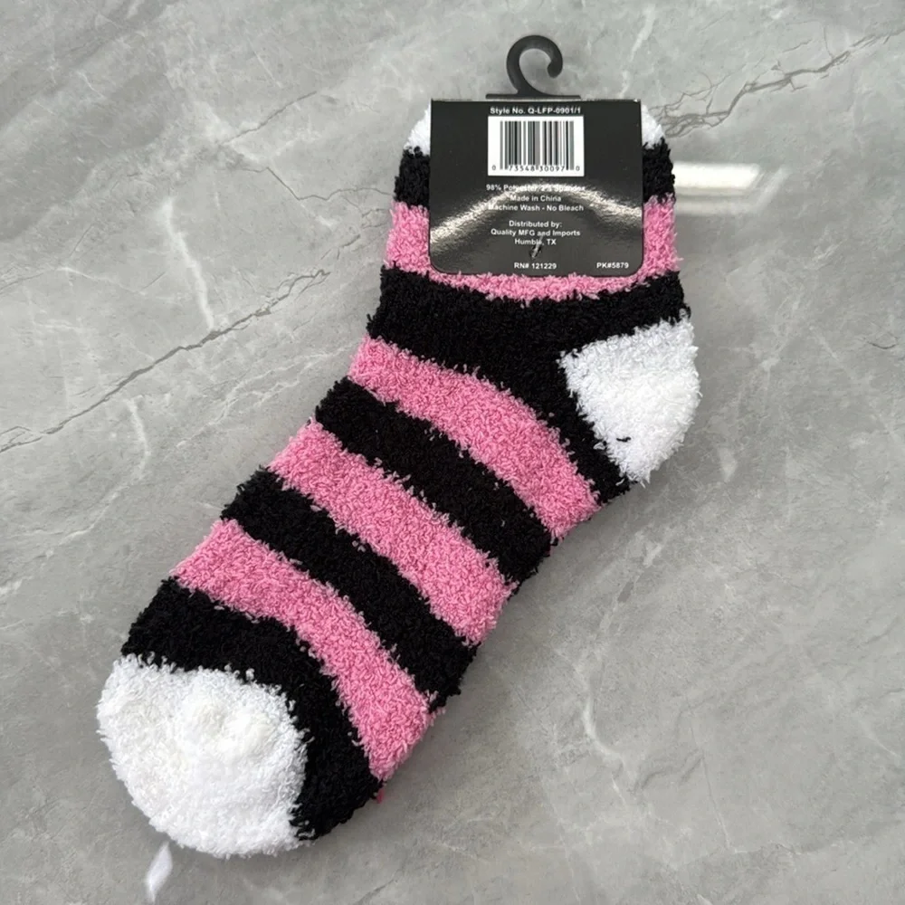 Women's Fashion Plush Socks Two Pairs of Fuzzy Socks Stars And Stripes Size 9-11